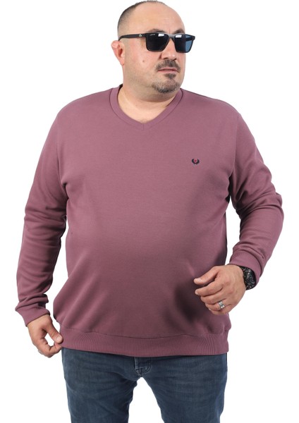 Büyük Beden V Yaka Double Face Basic 22720-LILA