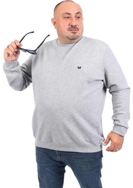 Büyük Beden Sweat Double Face Basic 22719-GRI Melanj