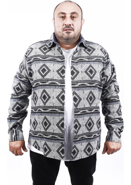 Büyük Beden Oduncu Gömlek Gray Wolves 22213-SIYAH