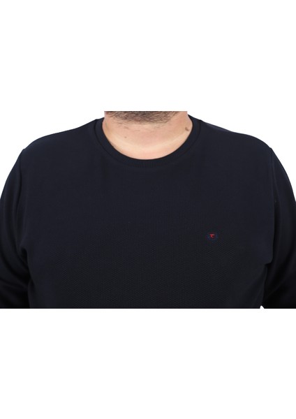Gipeli Sweat Bisiklet Yaka Wreath 22713-LACIVERT