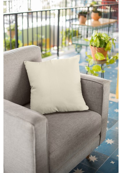 43 x 43 cm Krem Premium Kumaş Tay Tüyü Döşemelik Dekoratif Çift Taraflı Kırlent Yastık Kılıfı KRL002