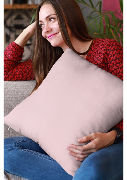 43 x 43 cm Pudra Premium Kumaş Tay Tüyü Döşemelik Dekoratif Çift Taraflı Kırlent Yastık Kılıfı KRL006 fırsatları