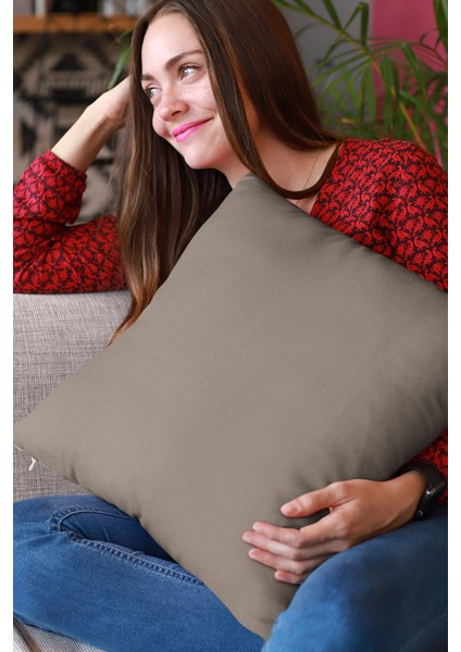 43 x 43 cm Vizon Çift Taraflı Tay Tüyü Döşemelik Premium Kumaş Dekoratif Kırlent Yastık Kılıfı KRL008 fırsatları
