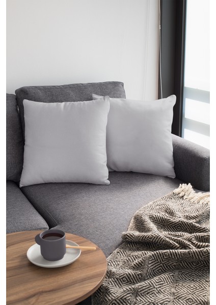 43 x 43 cm A.gri Kırlent Yastık Kılıfı Tay Tüyü Döşemelik Premium Kumaş Dekoratif Çift Taraflı KRL009 modelleri