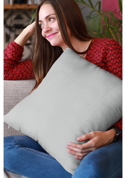 43 x 43 cm A.gri Kırlent Yastık Kılıfı Tay Tüyü Döşemelik Premium Kumaş Dekoratif Çift Taraflı KRL009 fırsatları