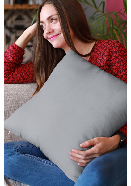 43 x 43 cm Gri Yastık Kırlent Kılıfı Tay Tüyü Döşemelik Premium Kumaş Dekoratif Çift Taraflı KRL010 fırsatları