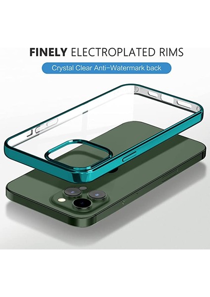 Iphone 14 Pro Max Uyumlu Kılıf Darbe Emici Kenarları Renkli Sert Plastik Parlak Şeffaf Kapak