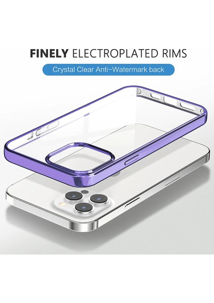 Iphone 14 Pro Uyumlu Kılıf Darbe Emici Kenarları Renkli Sert Plastik Parlak Şeffaf Kapak