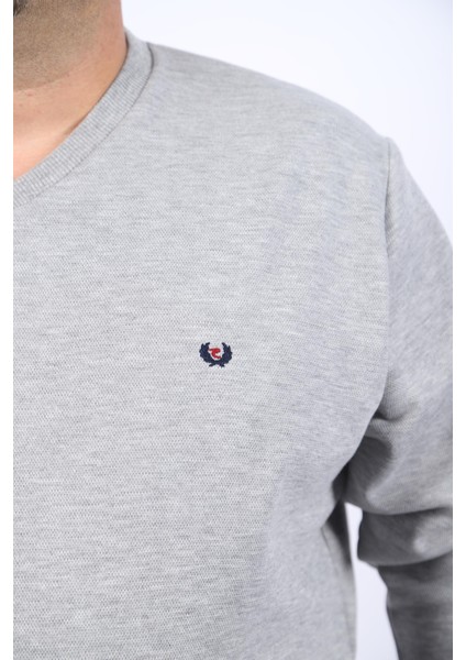 Mocgrande Büyük Beden V Yaka Double Face Basic 22720-GRI Melanj fiyatları