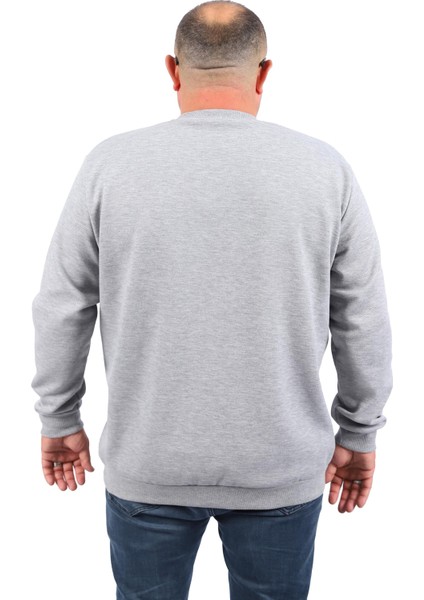 Mocgrande Büyük Beden V Yaka Double Face Basic 22720-GRI Melanj modelleri