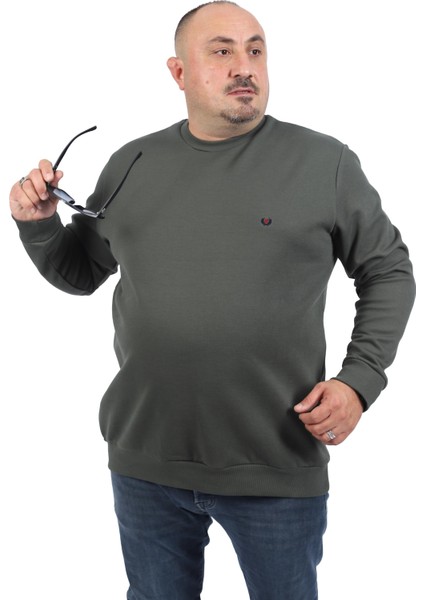 Mocgrande Büyük Beden Sweat Double Face Basic 22719-HAKI