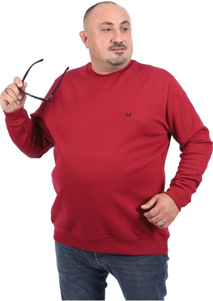 Mocgrande Büyük Beden Sweat Double Face Basic 22719-BORDO