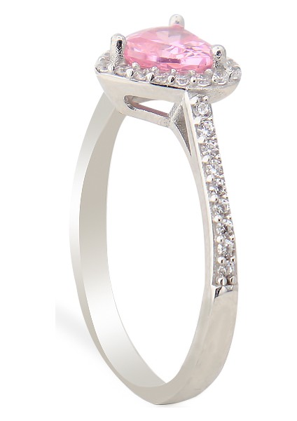 925 Ayar Gümüş Pembe Swarovski Kalp Yüzük fiyatları