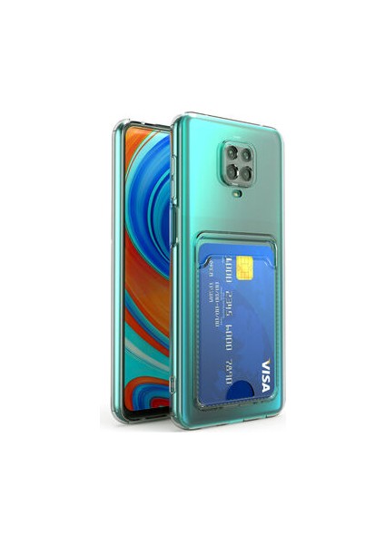 Xiaomi Redmi Note 9s Uyumlu Kılıf Kartlıklı Şeffaf Sert Setra Clear Silikon Kapak