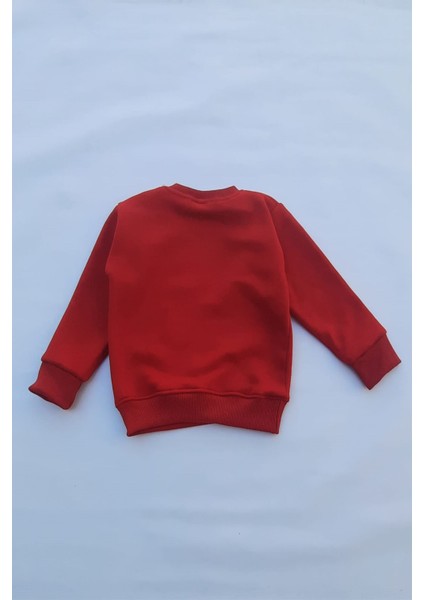 Unisex Kırmızı Basic Içi Polarlı Örme Kalın Sweatshirt fiyatları