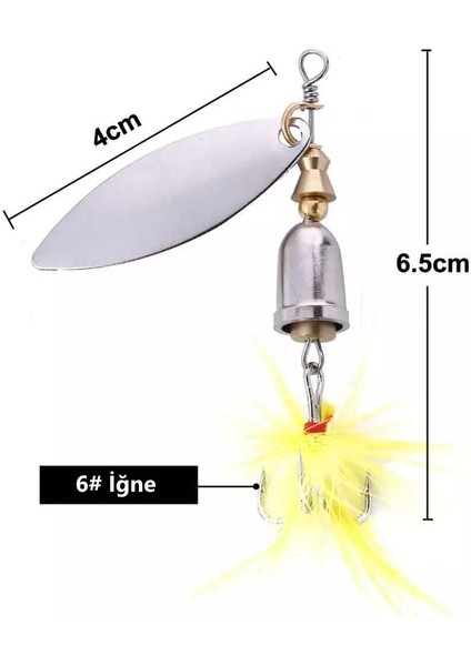 MSO Teknoloji Vıp Kalite Paslanmaz Çelik 6.5cm - 6gr Döner Olta Kaşığı