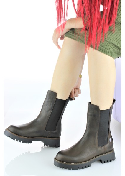 Kadın Deri Kalın Taban Spor Lastik Detaylı Bot M23-KB4095 fiyatları