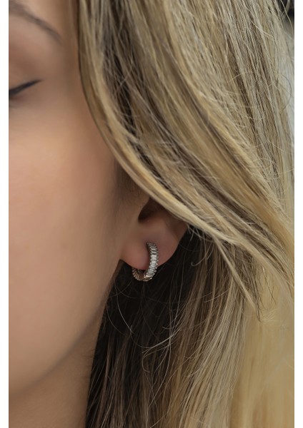 925 Ayar Gümüş 10 mm Baget Taşlı Tamtur Küpe fiyatları