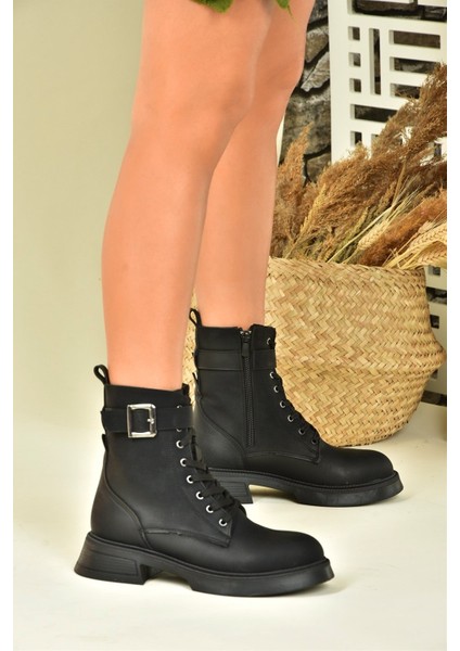 Siyah Metal Tokalı Kadın Postal Bot N674260109 modelleri