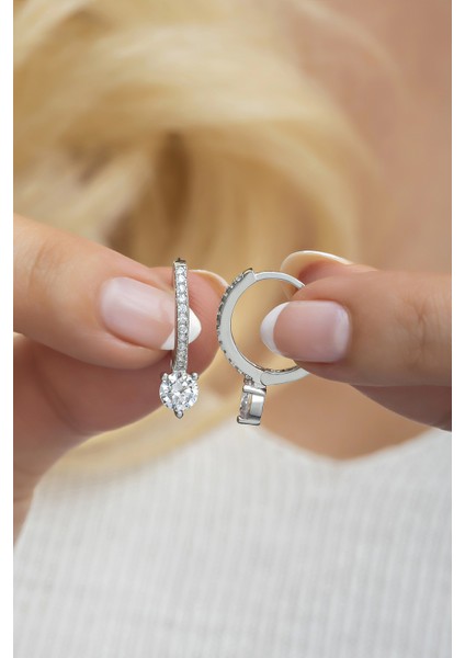 925 Ayar Gümüş 15 mm Tamtur Tektaş Model Küpe