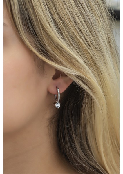 925 Ayar Gümüş 15 mm Tamtur Tektaş Model Küpe modelleri