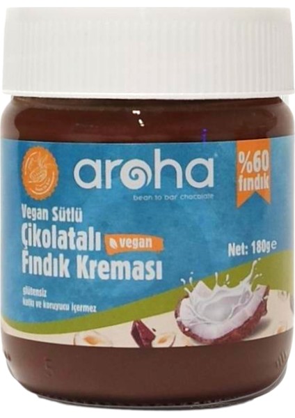 Vegan Sütlü Çikolatalı Fındık Kreması Hindistan Cevizi Sütlü 180 gr