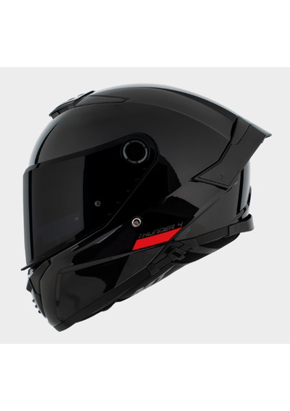 Kask Thunder 4sv Solid A11 Parlak Siyah - Şeffaf Vizörlü - Iç Güneş Vizörlü