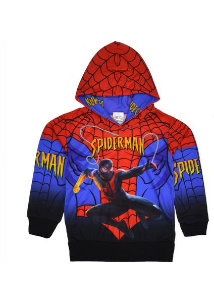 Spiderman Baskılı Erkek Kapşonlu Sweatshirt