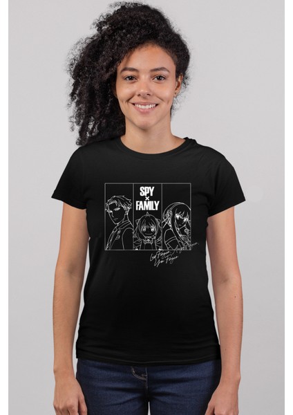 Casus Aile Kısa Kollu Siyah Kadın T-Shirt