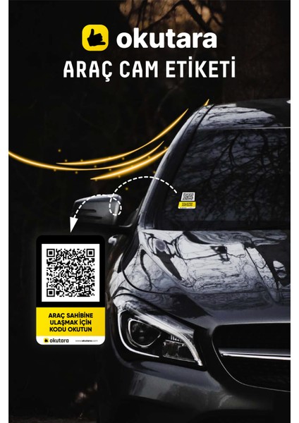 Araç Otomobil Araba Cam Etiketi Numaratör (Qr Kimlik) 2'li