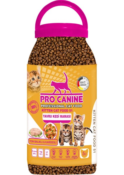 Pro Canine Professional Ton Balıklı & Karidesli Kitten Baby Yavru Kedi Maması 5 lt