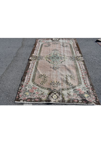Türk Halısı Eskitme Halı Halı 147X243 cm Bej Halı, El Yapımı Alan Halı El Dokuma Alan Halı 551