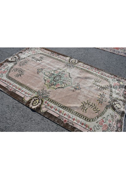 Türk Halısı Eskitme Halı Halı 147X243 cm Bej Halı, El Yapımı Alan Halı El Dokuma Alan Halı 551
