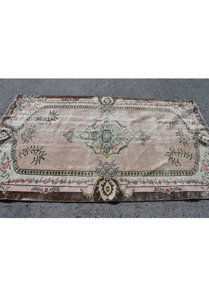 Türk Halısı Eskitme Halı Halı 147X243 cm Bej Halı, El Yapımı Alan Halı El Dokuma Alan Halı 551