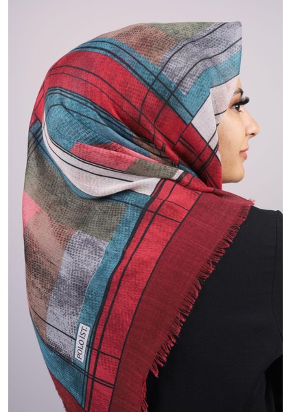 Desenli Keten Flamlı Eşarp - Desen-546-Renk-01