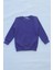 Unisex Mor Basic Içi Polarlı Örme Kalın Sweatshirt 1