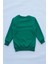 Unisex Yeşil Basic Içi Polarlı Örme Kalın Sweatshirt 2