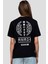 Dünya Yarısı Siyah Kısa Kollu Arka Baskılı Kadın T-Shirt 1