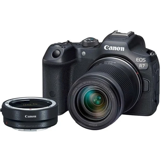 Canon Eos R7 + 18-150 mm Fotoğraf Makinesi + Ef-Eos R Adaptör (Canon Eurasia Garantili)