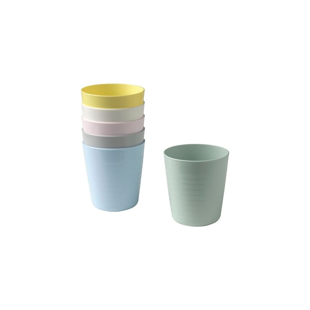IKEA Kalas Bardak Plastik 6 Adet Pastel Tonlar Açık Pembe - Beyaz Desenli Kullanışlı Set