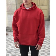 MEİLİFENG Oversize Kapişonlu 3 Iplik  Pamuk Sweatshirt
