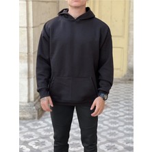 MEİLİFENG Oversize Kapişonlu 3 Iplik  Pamuk Sweatshirt