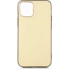 Apsuwa Apple iPhone 12 Mini Kılıf Premier Mat Silikon Esnek Koruma+Nano Glass Gold