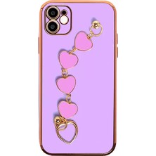 Ally iPhone 11 6.1inç Kılıf Kalp Bileklik Tutuculu Lüx Silikon Askılı Kılıf