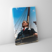 Haydi Dekor Kırmızı Kravat ve Ceketli Atatürk Kanvas Tablo