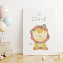 Haydi Dekor Gözlük Şapka ve Papyonlu Cesur Arslan Kral Be Brave Çocuk Odası Kanvas Tablo