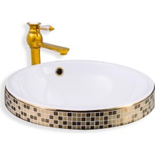 Lena Tezgah Üstü Lavabo Rose&Beyaz E-8301