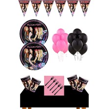 Parti Furyası Black Pink 8 Kişilik Doğum Günü Seti Black Pink Parti Malzemeleri Seti Ekonomik