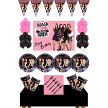 Parti Furyası Black Pink 8 Kişilik 50X70 Afişli Doğum Günü Seti Black Pink Parti Malzemeleri Seti
