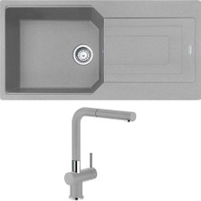 Franke Ubg 611-100 Granit Stone Grey Evye, Active Plus Doccia Stone Grey Armatür
